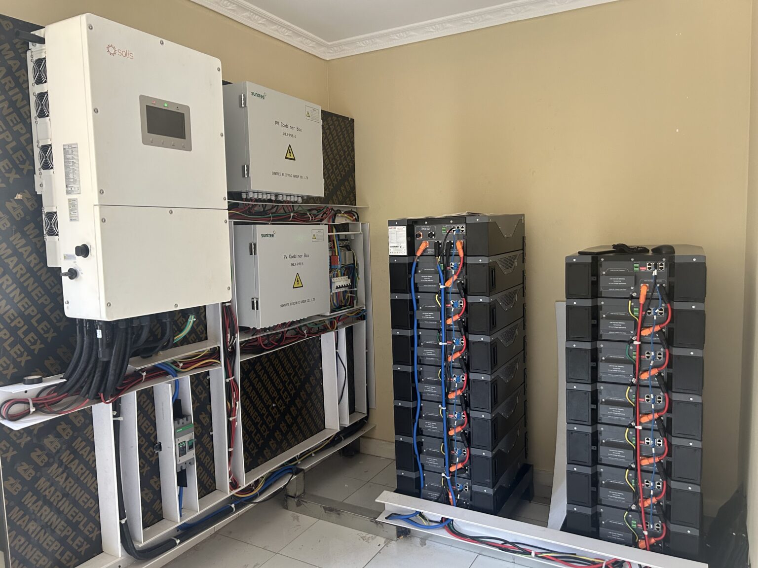 Solar hybrid energy system installation with battery storage by Emerald Environment